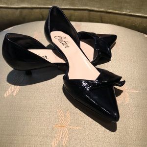 Black patent kitten heels